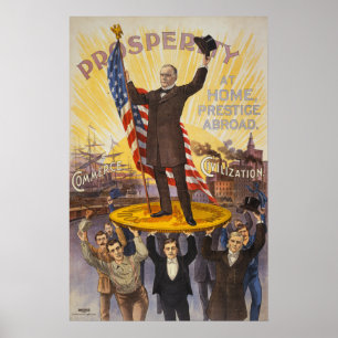 President McKinley op een gigantische munt Poster