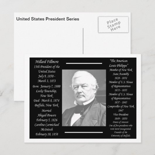 President Millard Fillmore Briefkaart (Voorkant / Achterkant)