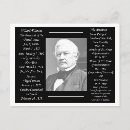 President Millard Fillmore Briefkaart (Voorkant)