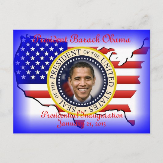 PRESIDENT OBAMA 2013 Inauguration Briefkaart (Voorkant)