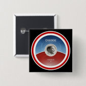 President Obama CHANGE Vierkante Button 5,1 Cm (Voorkant /achterkant)