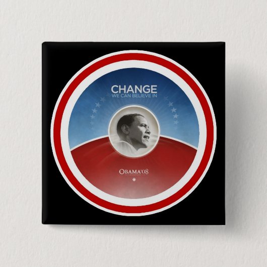 President Obama CHANGE Vierkante Button 5,1 Cm (Voorkant)