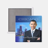 President Obama Chicago Skyline Magnet (Voorkant / Achterkant)