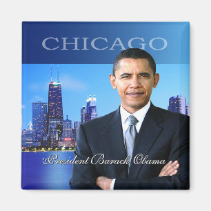 President Obama Chicago Skyline Magnet