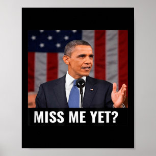 President Obama en de Amerikaanse vlag: een grappi Poster