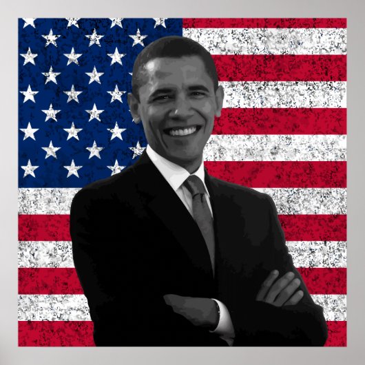 President Obama en de Amerikaanse vlag Poster (Voorkant)