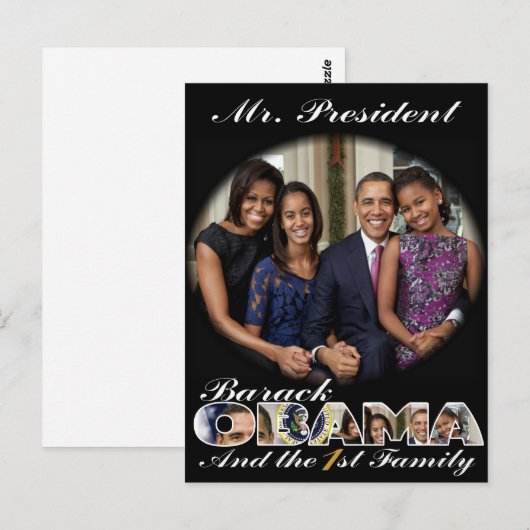 PRESIDENT OBAMA en DE EERSTE GEZIN Briefkaart (Voorkant / Achterkant)