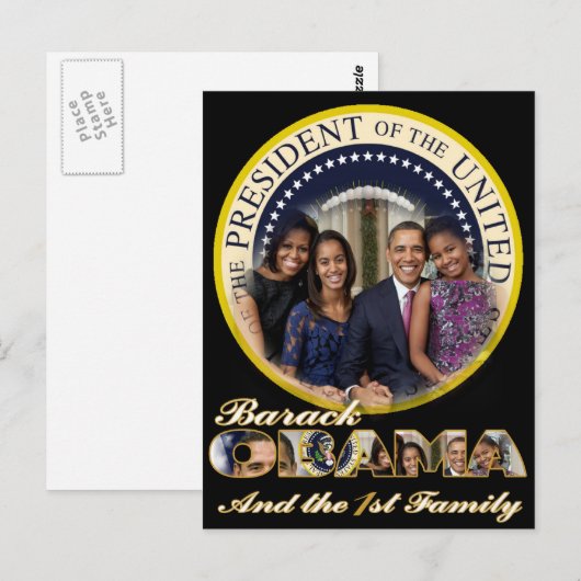 PRESIDENT OBAMA EN FRIST FAMILIE BRIEFKAART (Voorkant / Achterkant)