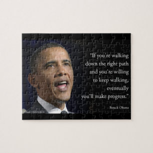 President Obama En "Maak Voortgang" Citaat Legpuzzel