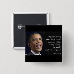 President Obama en "Maak vooruitgang" citaat Vierkante Button 5,1 Cm