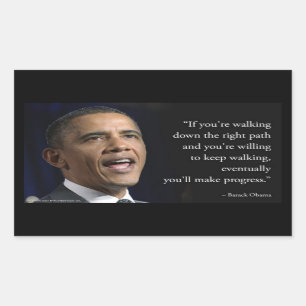 President Obama en "Vooruitgang boeken" citaat Rechthoekige Sticker
