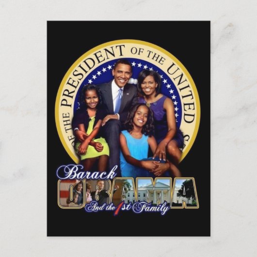 President Obama & First Family Briefkaart (Voorkant)