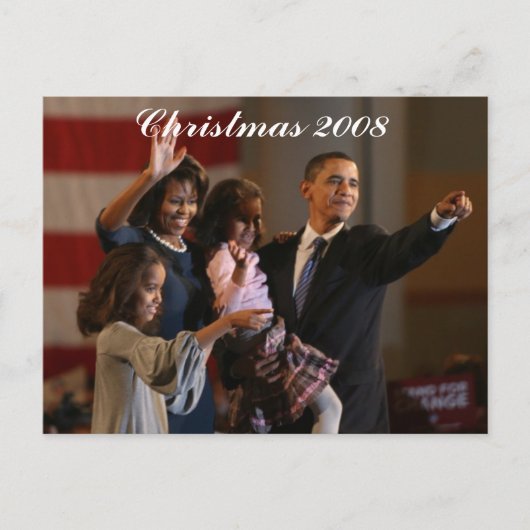 President Obama First Family Keepslag Feestdagenkaart (Voorkant)