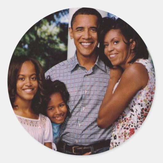 President Obama First Family Ronde Sticker (Voorkant)