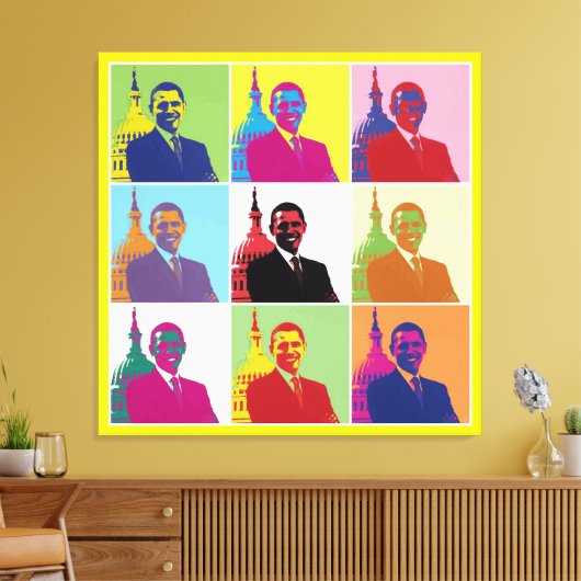 President Obama Funky Modern Pop Art Canvas Afdruk (Insitu (Woonkamer))
