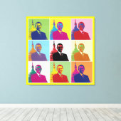 President Obama Funky Modern Pop Art Canvas Afdruk (Insitu (Houten vloer))