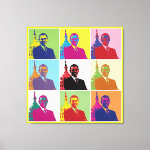 President Obama Funky Modern Pop Art Canvas Afdruk