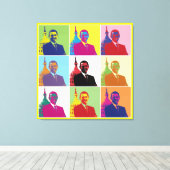 President Obama Funky Modern Pop Art Canvas Afdruk (Insitu (Houten vloer))