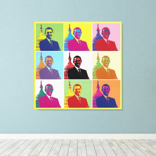 President Obama Funky Modern Pop Art Canvas Afdruk (Insitu (Houten vloer))