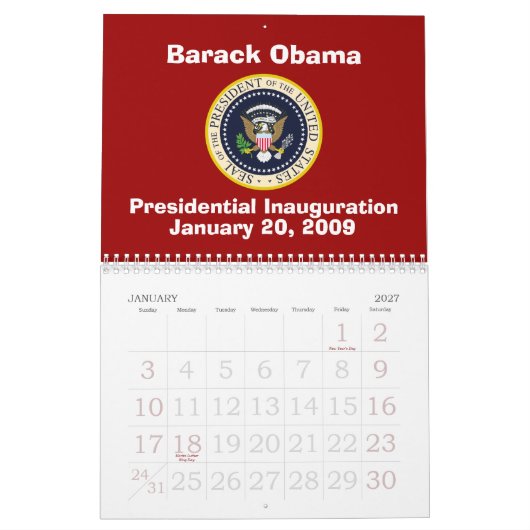PRESIDENT OBAMA-herdenkingsdag Kalender (Jan 2027)