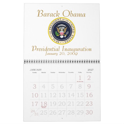 PRESIDENT OBAMA-herdenkingsdag Kalender (Jan 2027)