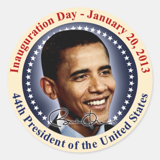 President Obama Inauguratiedag Ronde Sticker (Voorkant)