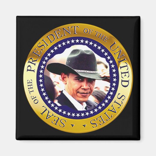 President Obama Magnet (cowboy pet) (Voorkant)