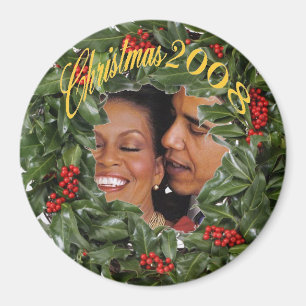 President Obama & Michelle Kerstmis 2008 Keepomwil Magneet