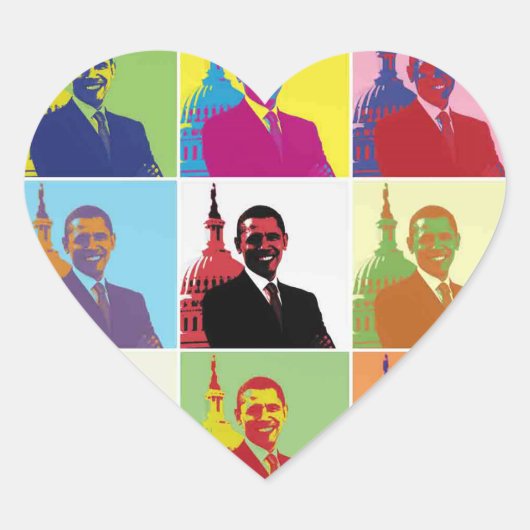 President Obama Pop Art Hart Sticker (Voorkant)