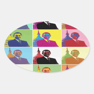 President Obama Pop Art Ovale Sticker