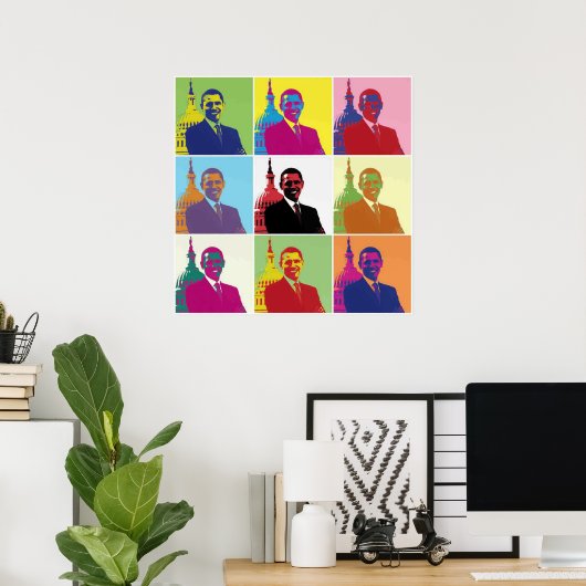 President Obama Pop Art Poster (Thuiskantoor)