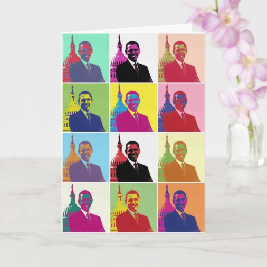President Obama Pop Art Presidentiële verjaardag Kaart (Orchidee)