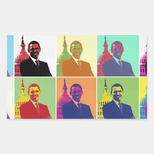 President Obama Pop Art Rechthoekige Sticker (Voorkant)