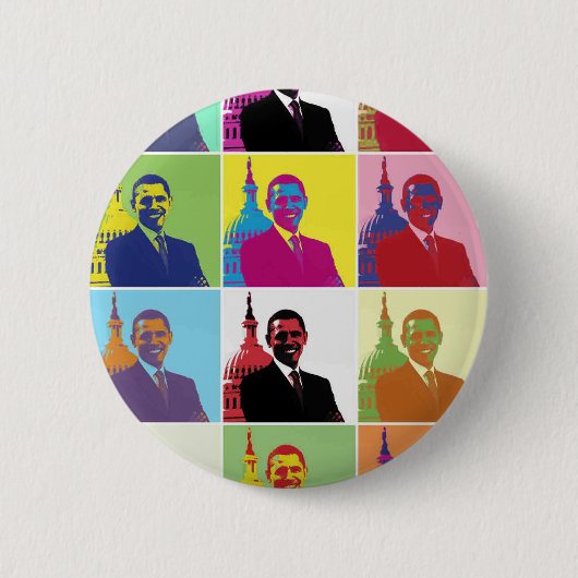 President Obama Pop Art Ronde Button 5,7 Cm (Voorkant)