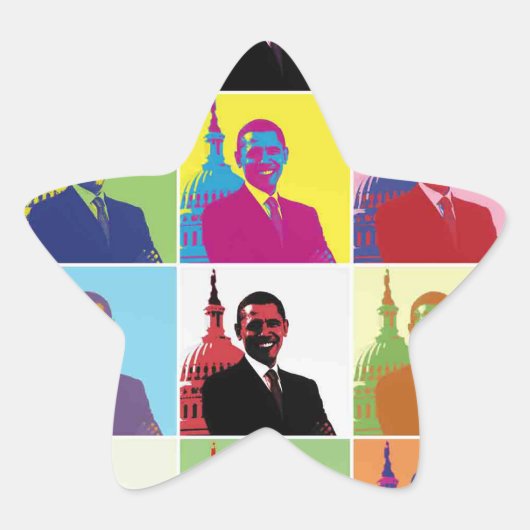 President Obama Pop Art Ster Sticker (Voorkant)