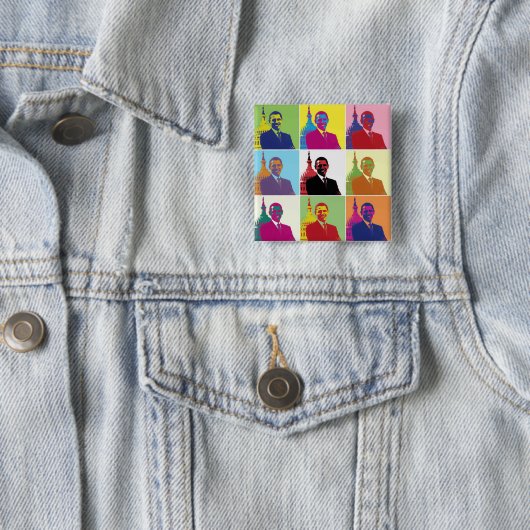 President Obama Pop Art Vierkante Button 5,1 Cm (In situ)