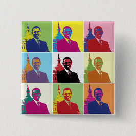 President Obama Pop Art Vierkante Button 5,1 Cm