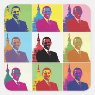 President Obama Pop Art Vierkante Sticker