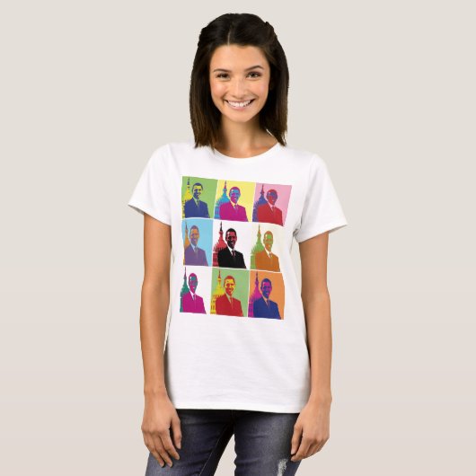 President Obama Pop Art Vrouwen T-shirt (Voorkant volledig)