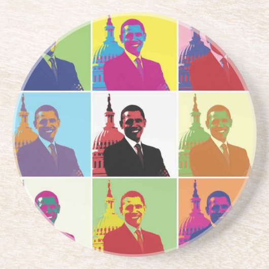 President Obama Pop Art Zandsteen Onderzetter (Voorkant)