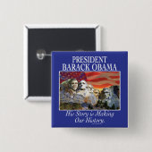 President Obama Rushmore Gear Vierkante Button 5,1 Cm (Voorkant /achterkant)
