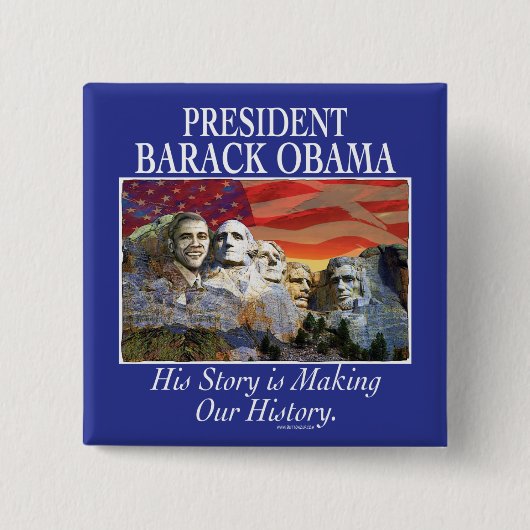 President Obama Rushmore Gear Vierkante Button 5,1 Cm (Voorkant)