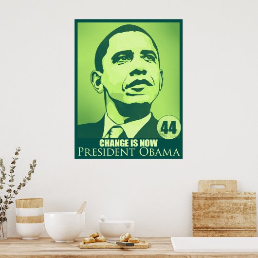 President Obama, verandering is nu groen Poster (Keuken)