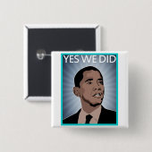 President Obama Vierkante Button 5,1 Cm (Voorkant /achterkant)