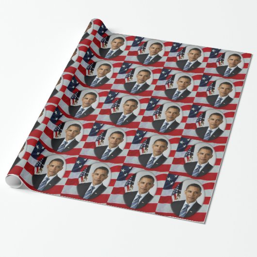 PRESIDENT-OBAMA-WRAPPINGSPAPIER CADEAUPAPIER (Uitgerold)