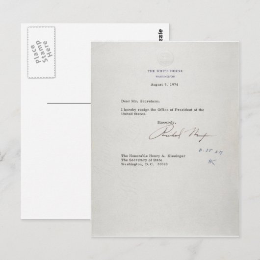 President Richard M. Nixon — Ontslagbrief Briefkaart (Voorkant / Achterkant)
