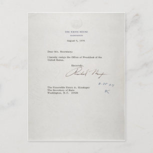 President Richard M. Nixon — Ontslagbrief Briefkaart