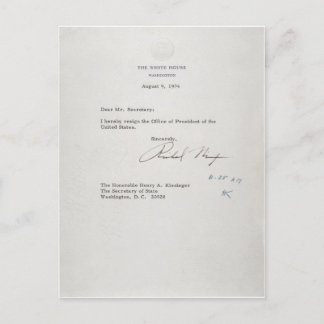 President Richard M. Nixon — Ontslagbrief Briefkaart