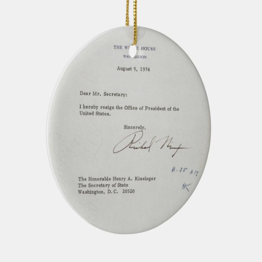 President Richard M. Nixon — Ontslagbrief Keramisch Ornament (Rechts)