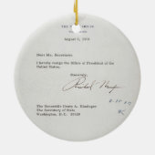 President Richard M. Nixon — Ontslagbrief Keramisch Ornament (Achterkant)
